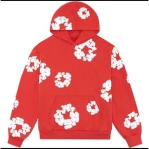 Denim Tears Cotton Wreath Hoodie Red Small New With Tags